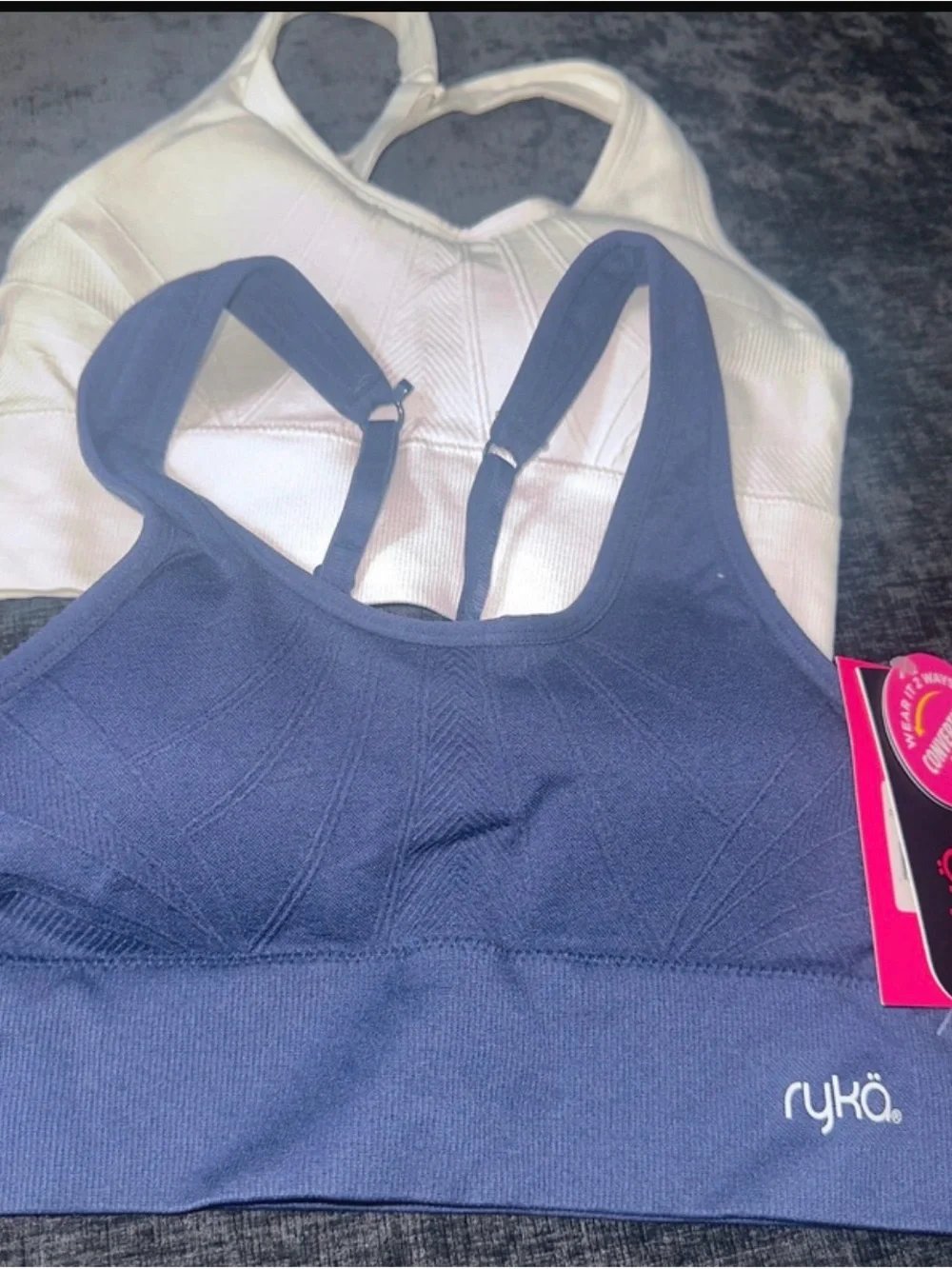 Ryka Navy and Cream Seamless Support Sports Bras - Pack of 2
